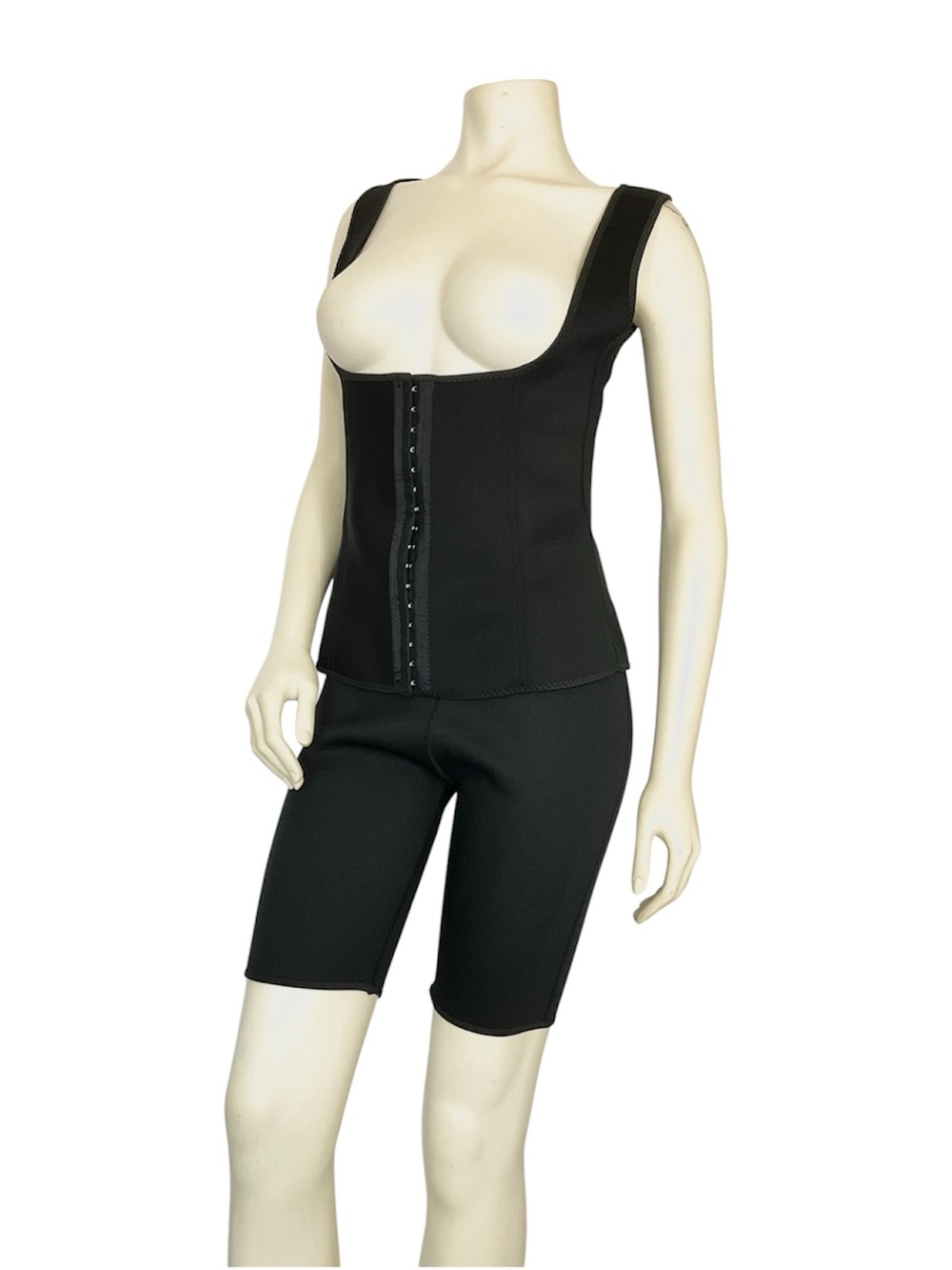 Black Front-Hook Shaping Vest & Shorts,